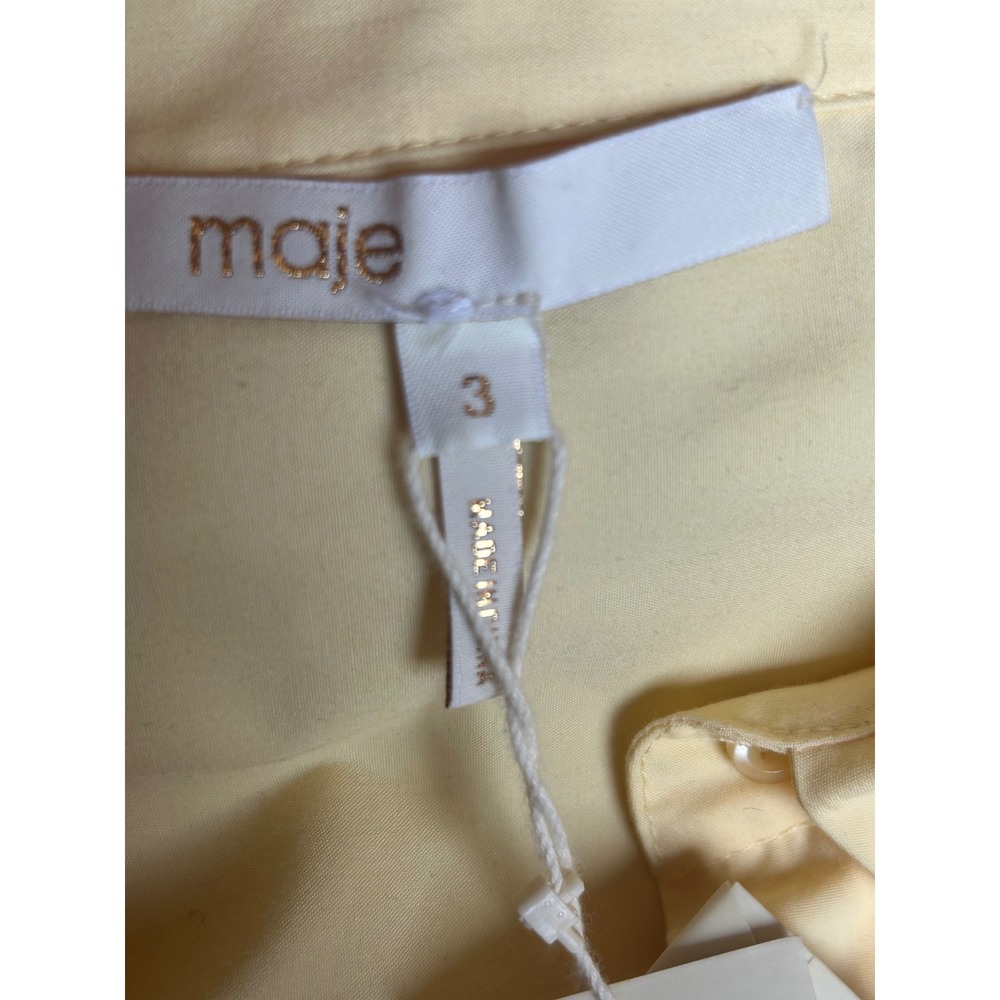 Maje Rivers Pleated‎ Dress Women's Size 3 Yellow NWT Embroidered cut on back - Picture 4 of 9